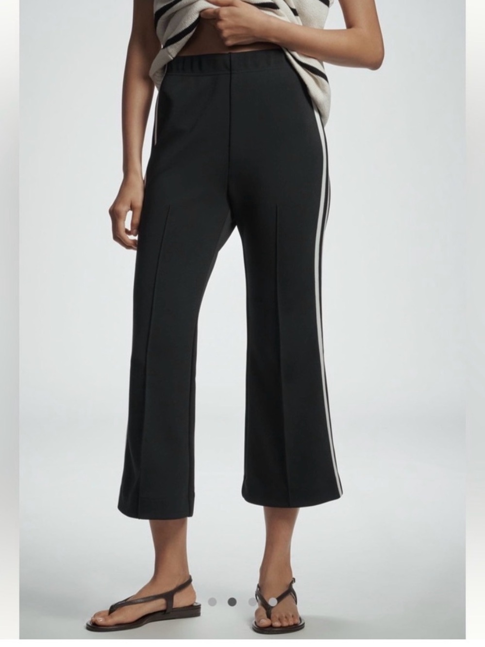 Maeve Kick Flare Cropped Track Pants with White Side Stripes
